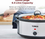 T16040Y – Tower 6.5 L Slow Cooker Stainless Steel