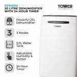 T674004 – 20 LITRE DEHUMIDIFIER WITH 24 HOUR TIMER - Image 4