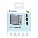 VERBATIM GNC-100 GAN CHARGER 4 PORT 100W USB A/C (EU/UK/US) - Image 2