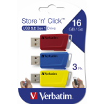 VERBATIM USB DRIVE 3.2 STORE ´N´ CLICK 3 X 16GB RD/BL/YL