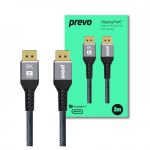 PREVO DP14-2M DISPLAY PORT M-M 2M BLACK + GREY BRAIDED CABLE
