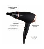 Carmen C80022COP Noir II 2200W Hair Dryer Black and Copper - Image 2
