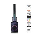 LENCO PA-220BK P.A.with Subwoofer & Detachable Tweeter Column & 2 Mics