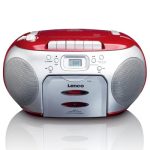 LENCO SCD-420RD - Portable FM Radio CD- Cassette Player | Red/Silver - Image 2