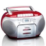 LENCO SCD-420RD - Portable FM Radio CD- Cassette Player | Red/Silver