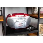 LENCO SCD-420RD - Portable FM Radio CD- Cassette Player | Red/Silver - Image 3