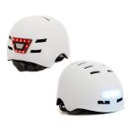 Busbi Adult Helmet with Rechargeable Front and Rear Light - Large White