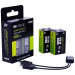 LoopEnergy 9V Block 2er Pack (lithium) / Cable included